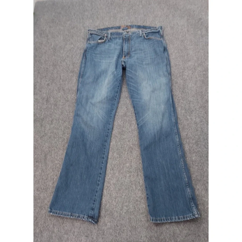 Wrangler Jeans Mens 38x36 Blue Slim Boot Cut Western Ranch Cowboy Cotton Denim